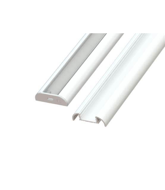 Wit LED opbouw profiel met afdekking 25,79 mm x 6,5 mm 17.1WIT