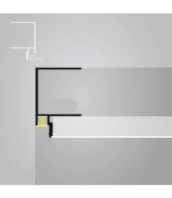 LED plafond profiel 2 meter 33 mm x 16,8 mm GIPSPLAFOND - Opaal / Melkwit (80%)