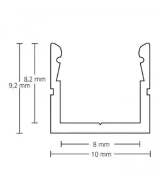 Zwart LED profiel met klikafdekking 10 mm x 9,2 mm - SLIM08ZWART