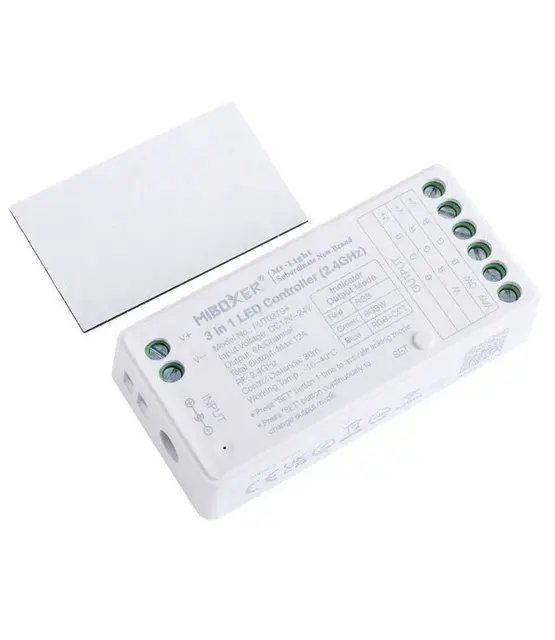 LED controller 3 in 1 - voor RGB/RGBW/RGBWW/RGBCCT LED strips 12-24v - FUT037S+