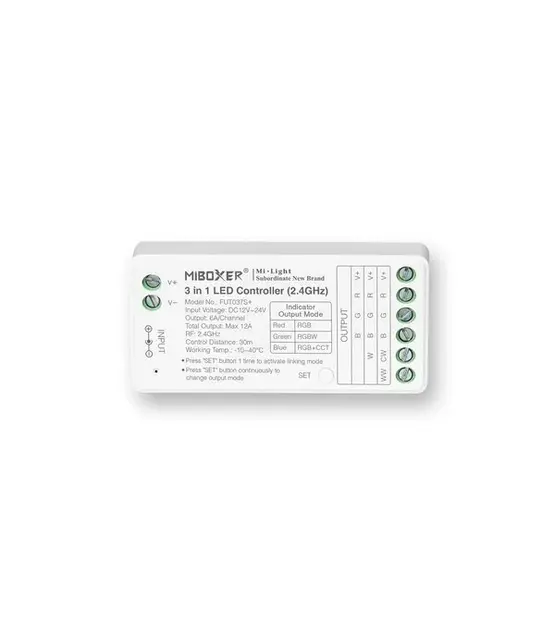 LED controller 3 in 1 - voor RGB/RGBW/RGBWW/RGBCCT LED strips 12-24v - FUT037S+