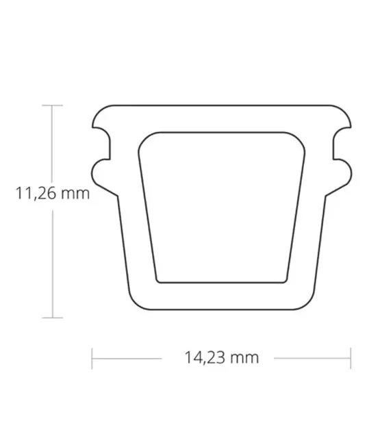 LED profiel rubberen afdichting 5 meter t.b.v. installatie STUC/GIPS/TEGEL 12,4mm binnenmaat - STUC100, GIPS100, STUC200, GIPS200