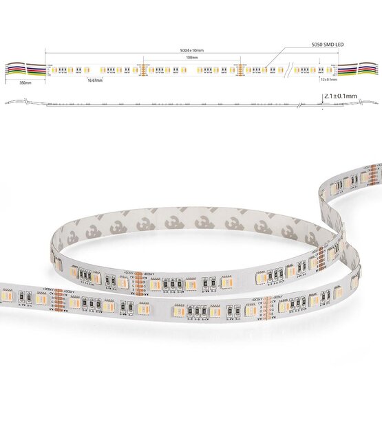 PRO LUMEN RGBCCT LED strip 21W 2240LM 96LED p/m 12VDC IP20 - 5 meter