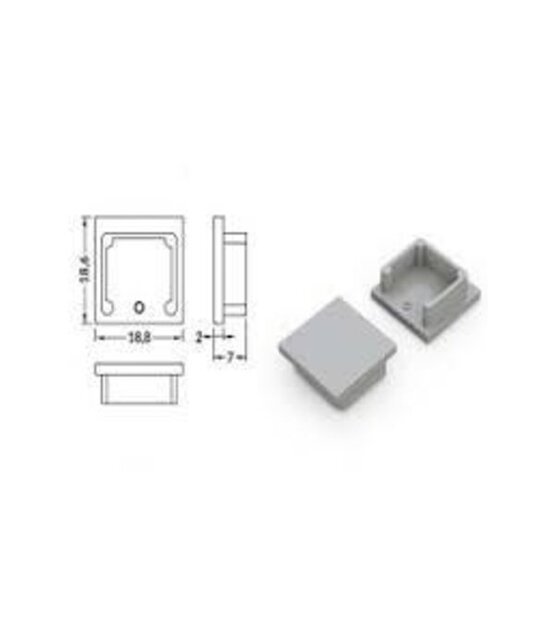 Eindkap voor LED profiel zonder kabeldoorvoer 20WIT