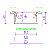 LED inbouw profiel met klikafdekking 15 mm x 6mm - 308ALU