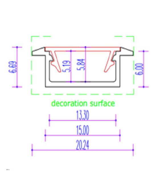 Zwart LED inbouw profiel met klikafdekking 15 mm x 6mm - 308ZWART