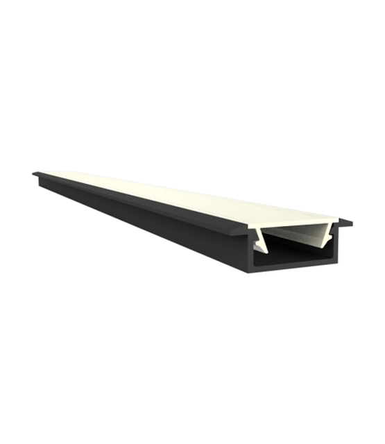 Zwart LED inbouw profiel met klikafdekking 15 mm x 6mm - 308ZWART
