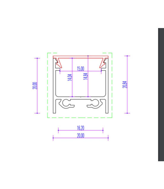 LED opbouw profiel met afdekking 20 mm x 20 mm - 318ALU