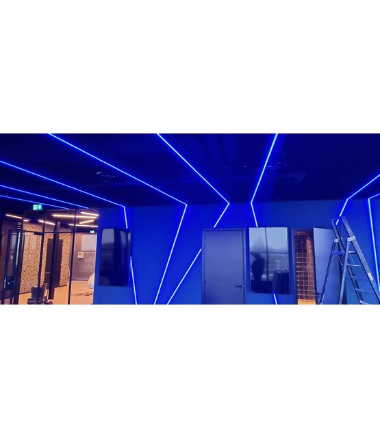 Zwart LED opbouw profiel met afdekking 18,1 mm x 19,02 mm - 18ZWART