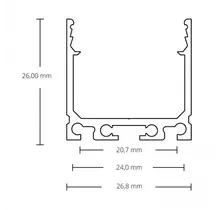 XL LED profiel met afdekking 26.79 mm x 26 mm XL06ALU