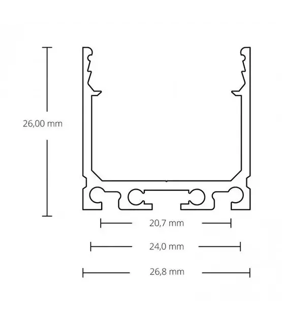XL LED profiel met afdekking 26.79 mm x 26 mm XL06ALU