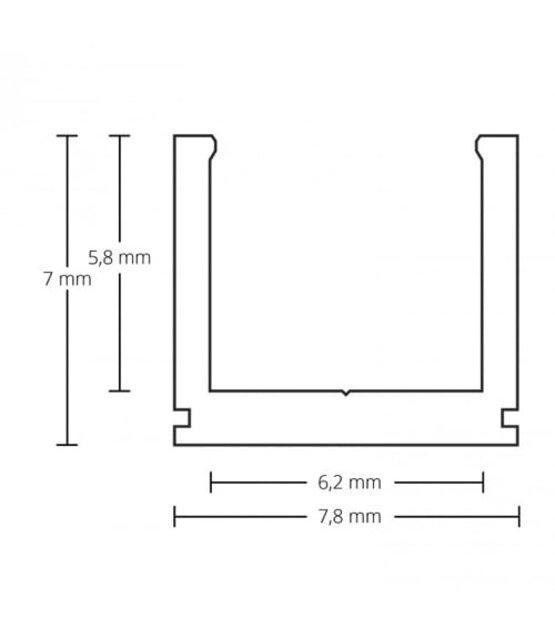 Zwart extra smal LED profiel met klikafdekking 7 mm x 7,8 mm - SLIM06ZWART