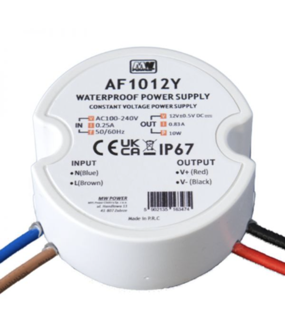 Wandcontactdoos Mini LED voeding 10 watt 24 volt 0,25 Ampère – IP67 waterdicht – AF1024Y