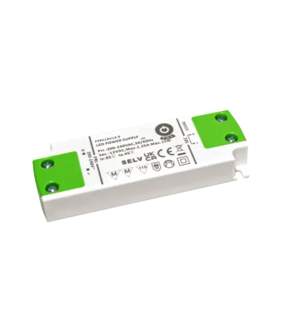 Mini LED voeding 15 watt 12 volt 1,25 Ampère - IP20 - FTPC15V12-E
