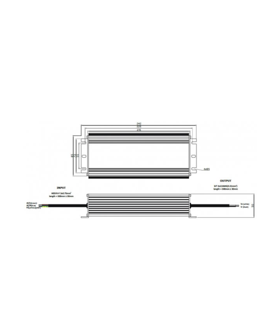 110V LED voeding 200 watt 24 volt 8,33 Ampère – IP67 waterdicht – GLG-200-24 - LET OP 110VAC