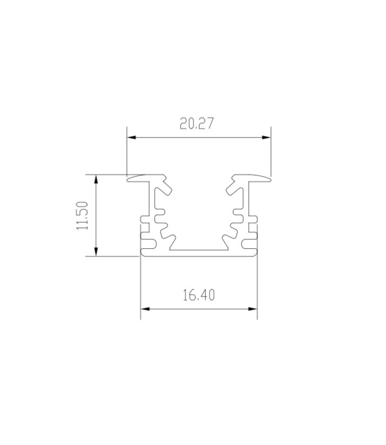 Mini inbouw LED rails vierkante vitrine trackrail - MD3 ZWART INBOUW
