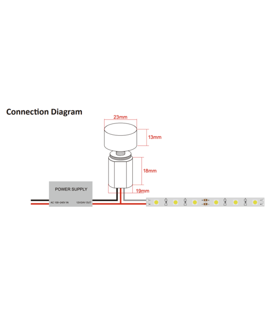 Mini compacte inbouw LED draaidimmer 12 & 24 Volt max 4ampere - SBS002