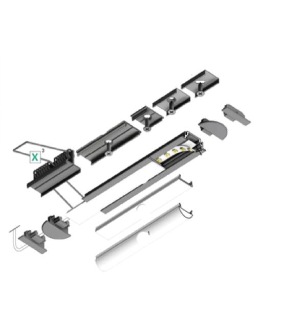 LED inbouw profiel 3 meter met afdekking 24mm x 7mm - 208ALU