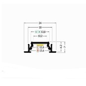 LED inbouw profiel met afdekking 24mm x 7mm - 208ALU