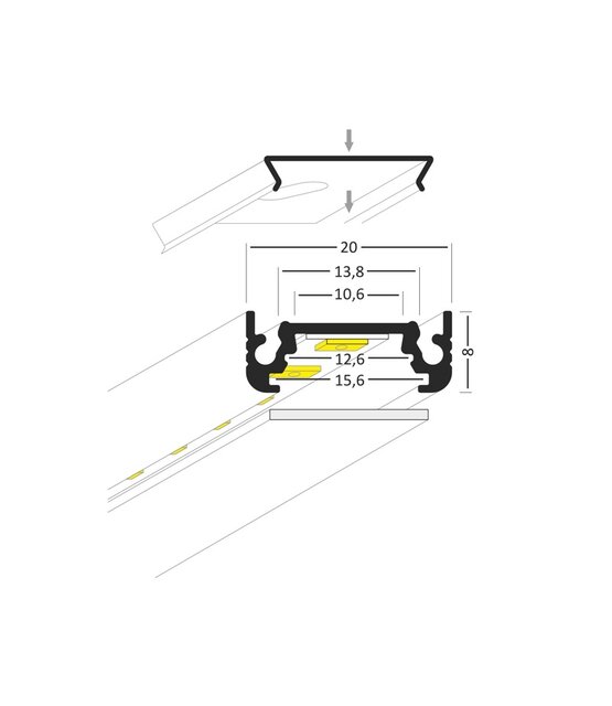 LED profiel 3 meter met afdekking 24 mm x 9 mm - 210ALU