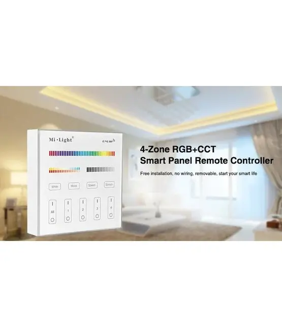 LED wanddimmer Wit B4 Miboxer - Draadloos 4 zone (RGB+CCT)