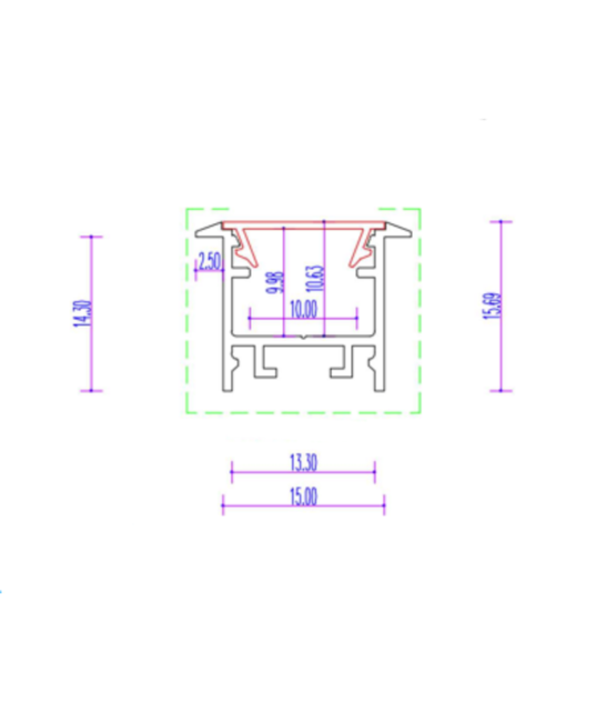 LED inbouw profiel inclusief klikafdekking 15mm x 15.69mm - 303ALU