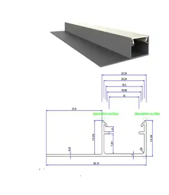 LED gipsplaat profiel inclusief opaal klikafdekking 50,14mm x 14,09mm - GIPS300