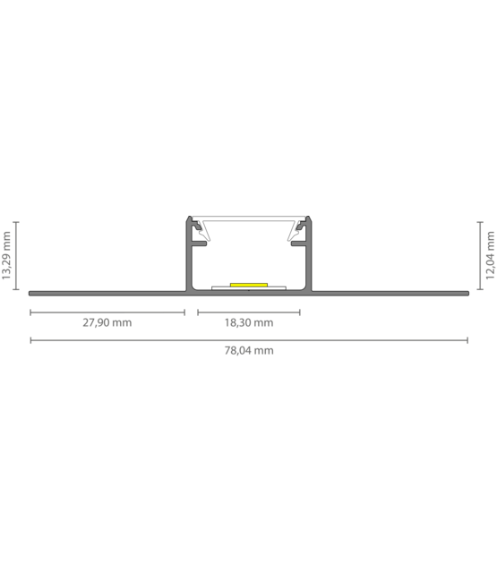 LED gipsplaat profiel met opaal klikafdekking 78 mm x 14,09 mm GIPS400