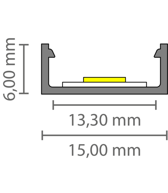 LED profiel met klikafdekking 15mm x 6mm - 301ALU