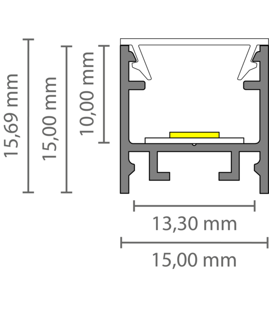 LED profiel inclusief opaal klikafdekking 15mm x 15,69mm - 302WIT