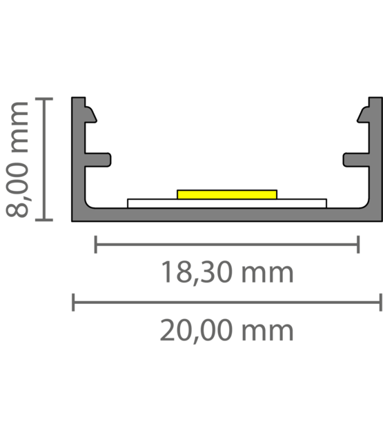 Zwart LED profiel inclusief klikafdekking 8,84 x 20mm- 304ZWART