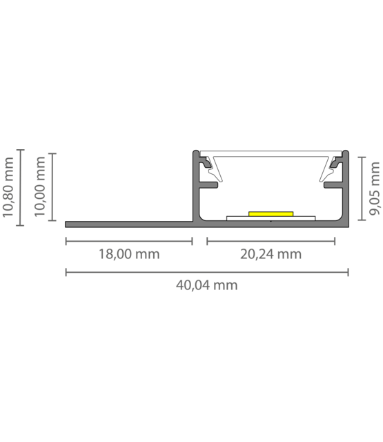 LED tegel en stuc profiel inclusief klikafdekking 40mm x 10,8mm - STUC300