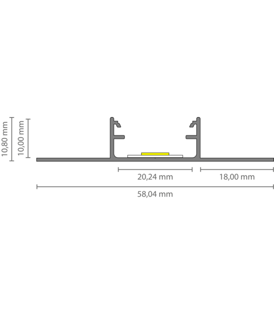 LED tegel en stuc profiel inclusief klikafdekking 58.04mm x 10,8mm - STUC400