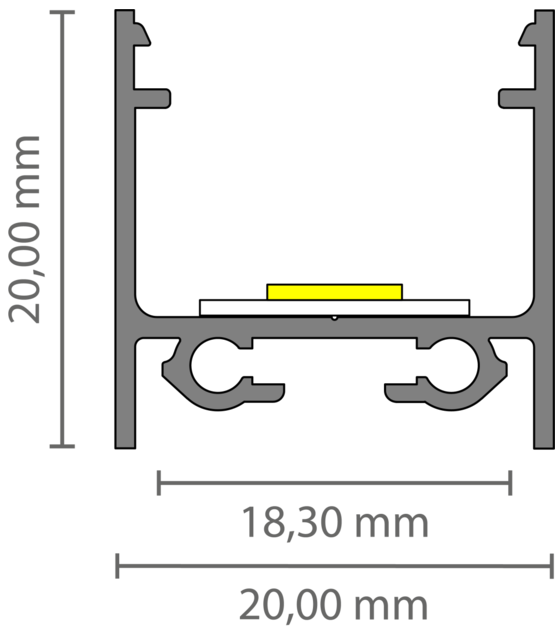 LED profiel inclusief klikafdekking 20mm x 20mm - 318ZWART