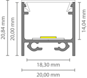 LED profiel inclusief klikafdekking 20mm x 20mm - 318ZWART