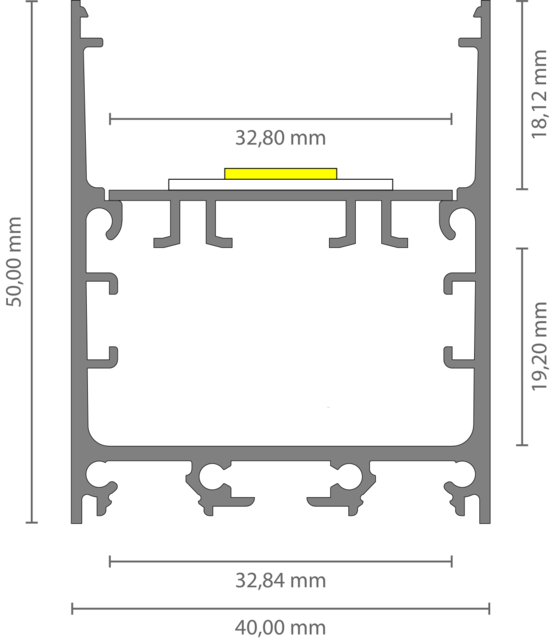 Wit LED profiel inclusief klikafdekking 40mm x 50mm - XL340WIT