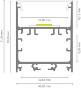 Zwart LED profiel inclusief klikafdekking 40mm x 50mm - XL340ZWART