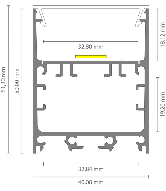 Zwart LED profiel inclusief klikafdekking 40mm x 50mm - XL340ZWART