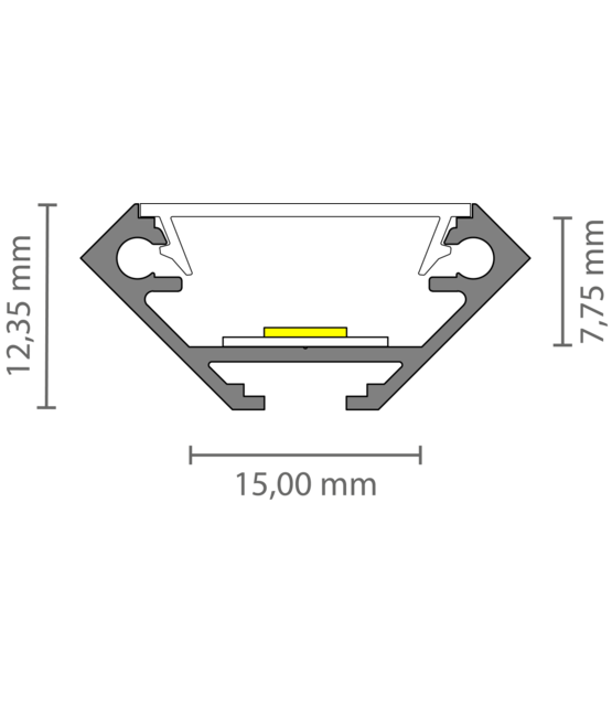 LED hoekprofiel inclusief afdekking 27.05 x 12.35 mm - 323ALU
