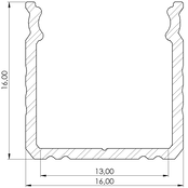 LED profiel met afdekking 2 meter - 16mm x 16mm - 402ALU
