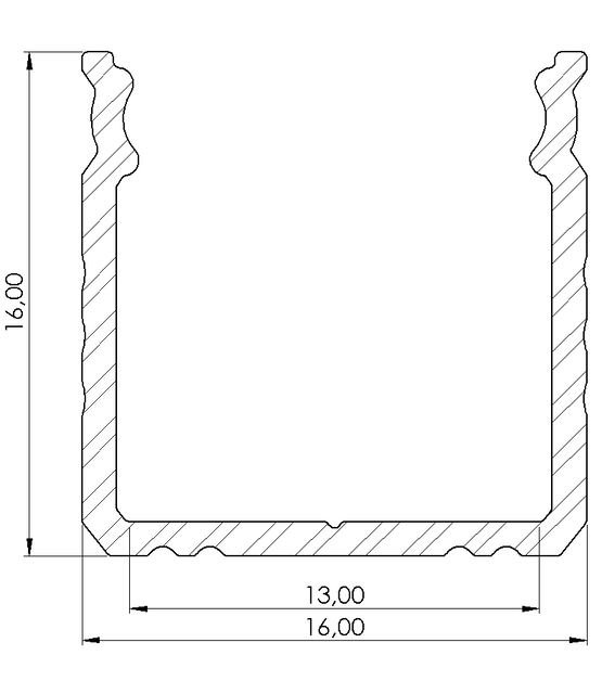 LED profiel met afdekking 2 meter - 16mm x 16mm - 402ALU