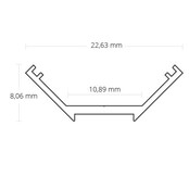 LED hoekprofiel 2 meter met half ronde afdekking 22,63mm x 8,06mm - C25ALU