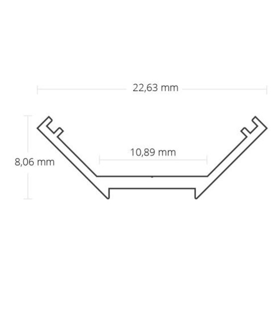 LED hoekprofiel 2 meter met half ronde afdekking 22,63mm x 8,06mm - C25ALU