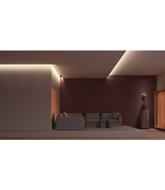 LED profiel gipsplaat plafond inclusief opaal klikafdekking 37 mm x 25,90 mm - PLAFOND12UPALU