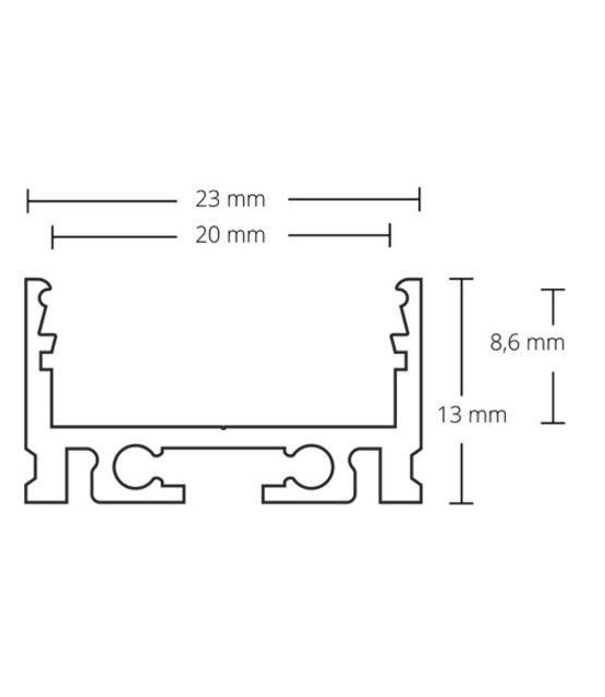 LED profiel 2 meter met opaal klikafdekking 23mm x 13mm - XL08.1ALU