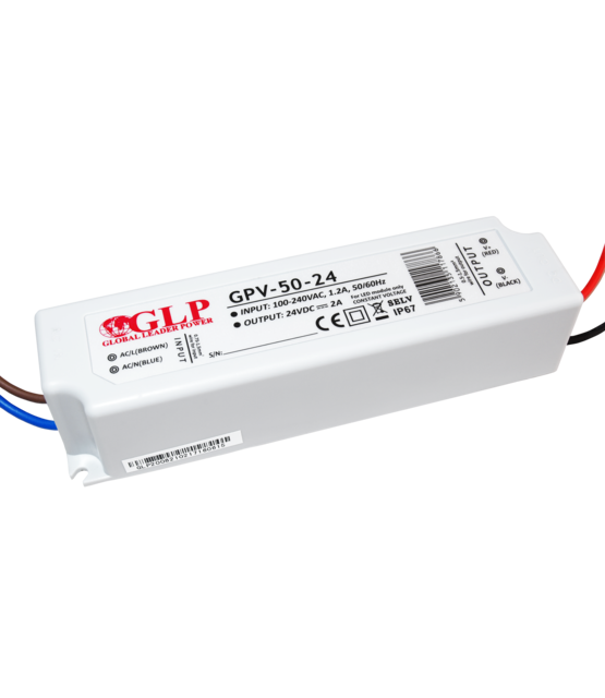 LED voeding 50 watt 24 volt 2,1 Ampère – IP67 waterdicht – GLP GPV-50-24
