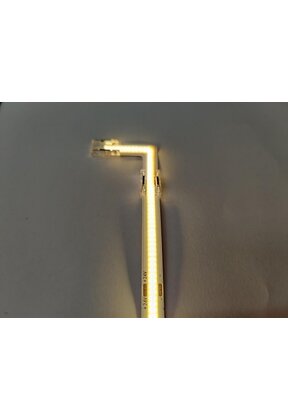 Doorverlichte 24 volt COB LED Strip - 90 graden transparante hoek connector T.B.V. 3000K warm witte COB LED Strips  - IP20