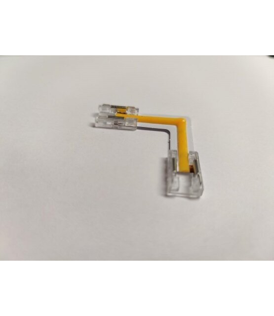 Doorverlichte 24 volt COB LED Strip - 90 graden transparante hoek connector T.B.V. 3000K warm witte COB LED Strips - IP20