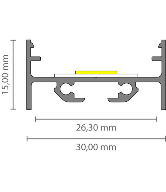 LED profiel inclusief opaal klikafdekking 30 mm x 15 mm - XL304ALU