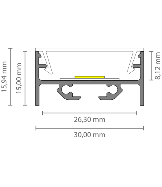 Zwart LED profiel inclusief klikafdekking 30 mm x 15 mm - XL304ZWART